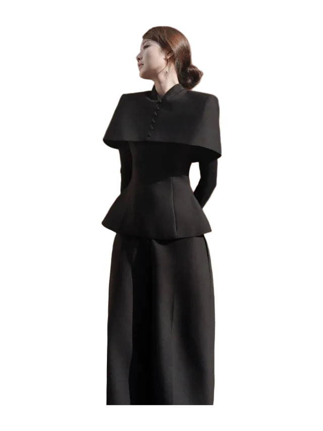 Keira Tong Button Collar Cape