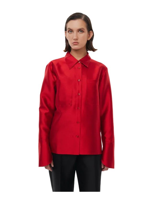 Alas Silk Calla Shirt in Red
