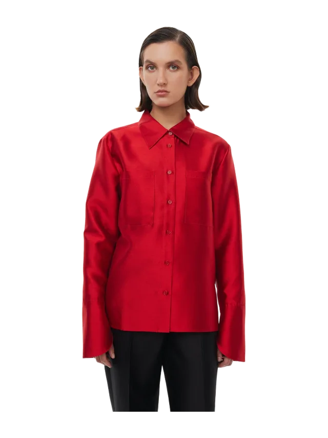 Alas Silk Calla Shirt in Red