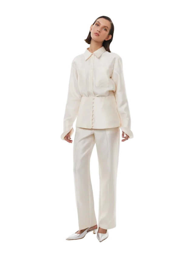 Alas Silk Calla Shirt in Starlight White