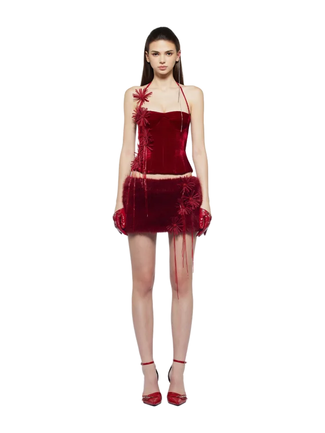 Fancì Club Camellia Fur Mini Skirt