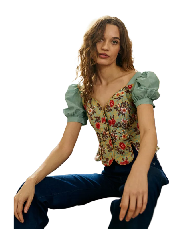 Louise Camellia Tulip Corset in Jardin d’Automne