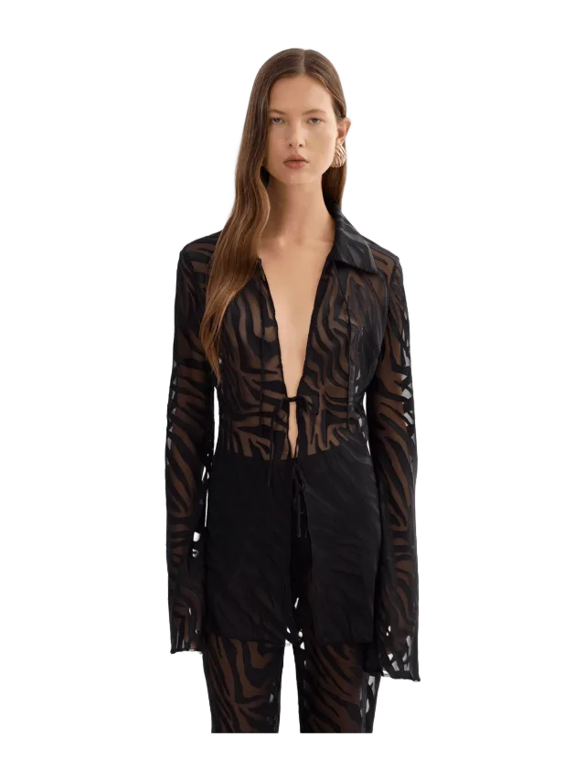 Lamarque Camine Sheer Zebra Blouse