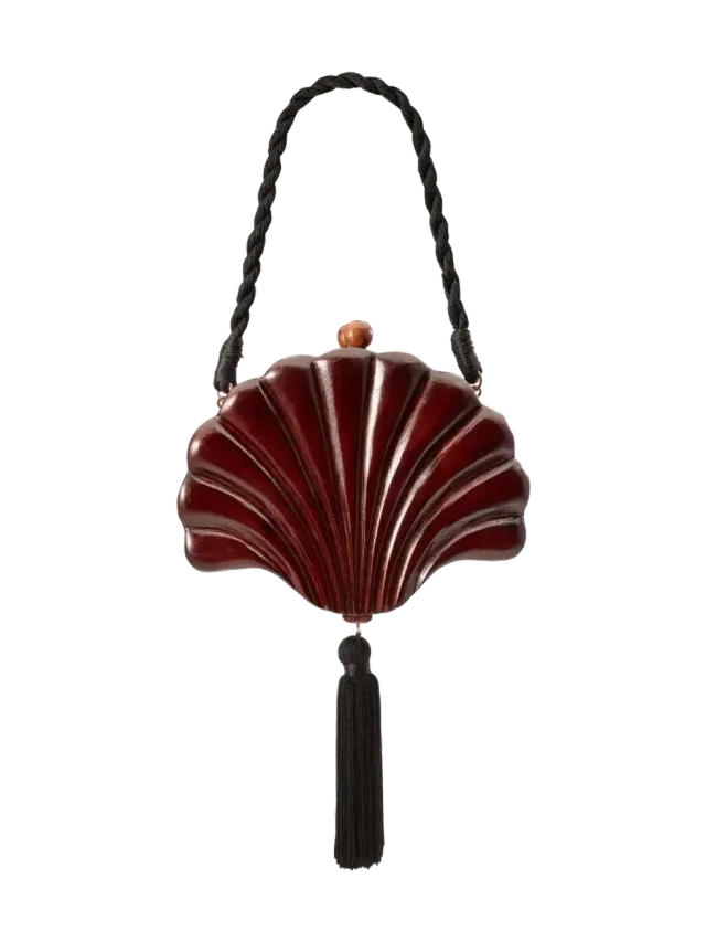 Simon Miller Carved Concha Clutch In Mahogany Brown