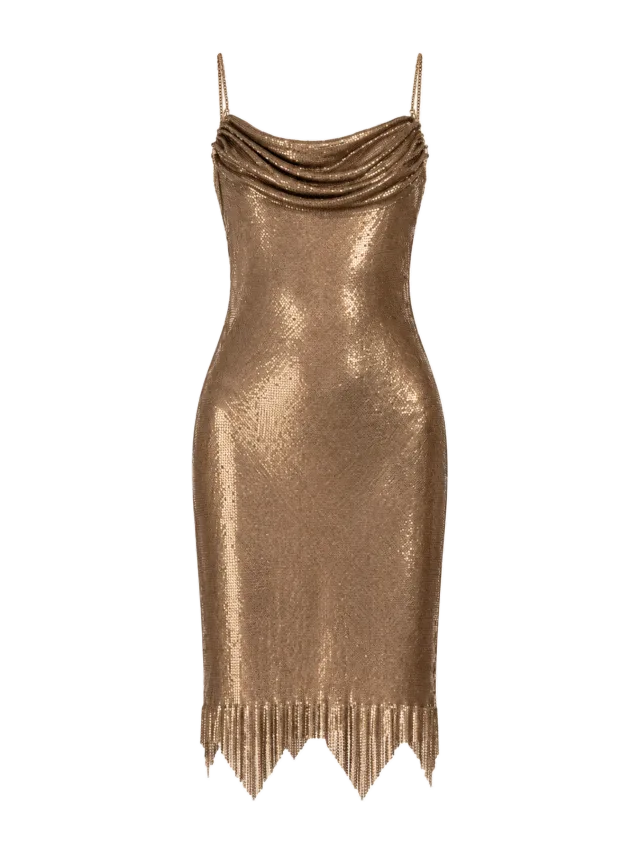 Sinead Gorey Chainmail Cowl Neck Dress - Bronze