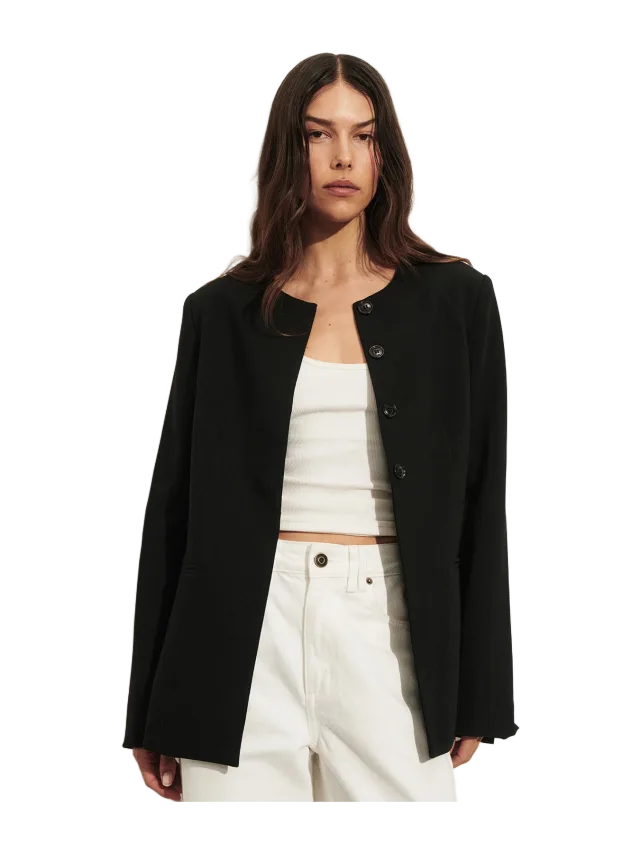 Dissh CHIARA BLACK COLLARLESS BLAZER