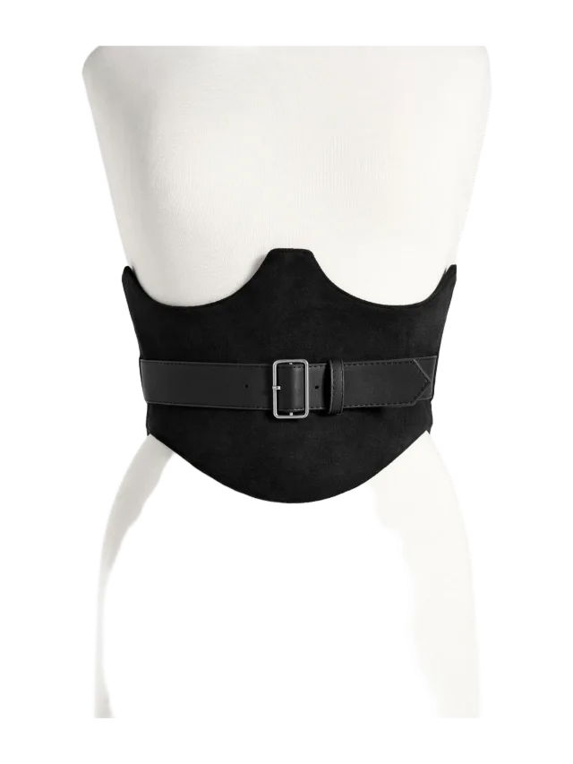 Manière de Voir Chloe - Suede Corset with Belt - Black