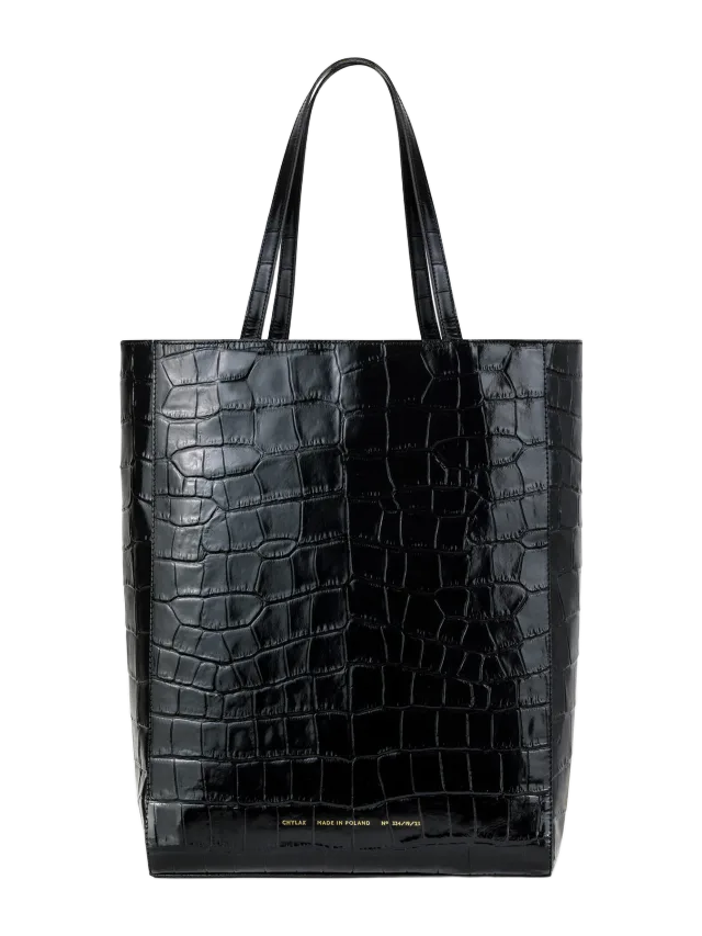 Chylak Chylak Tall Tote Bag “glossy black crocodile”