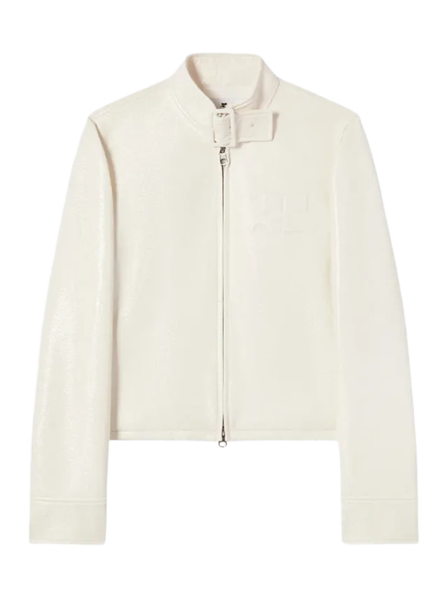 Courrèges City Zipped Vinyl Jacket LIGHT BONES