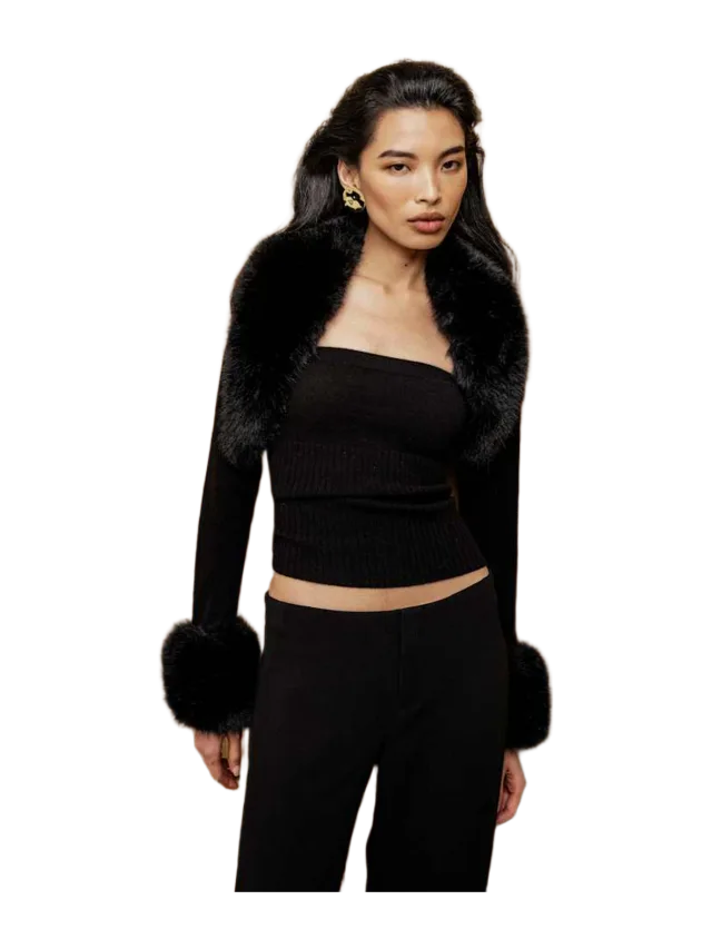 Reformation Clarissa Cashmere Faux Fur Bolero Set