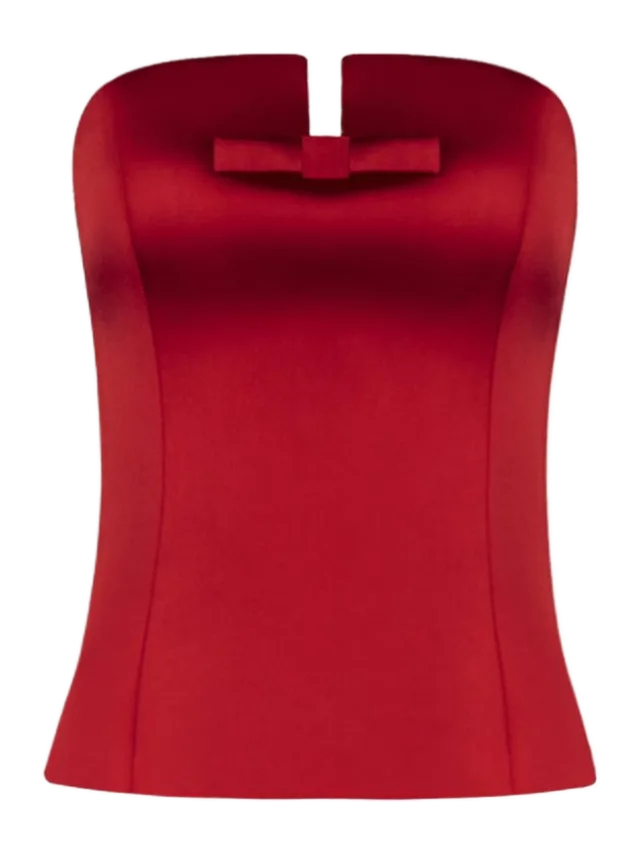 Joelle Zgheib Classic corset with bow in red satin