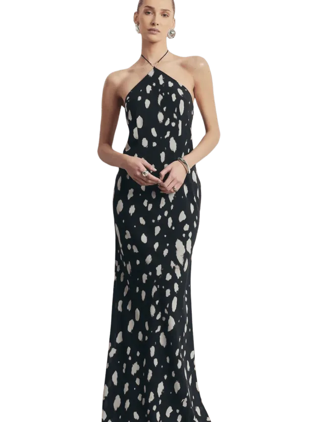 Because of Alice Clean Cut Chiffon Halterneck Gown