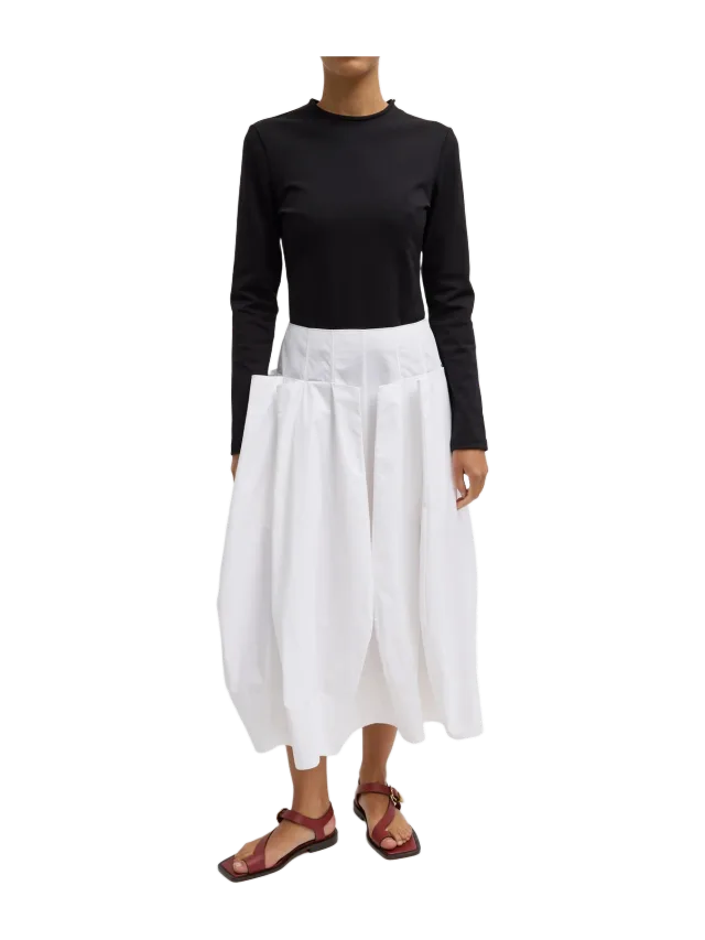 Tibi Compact Eco Poplin Pinched Pleat Full Skirt