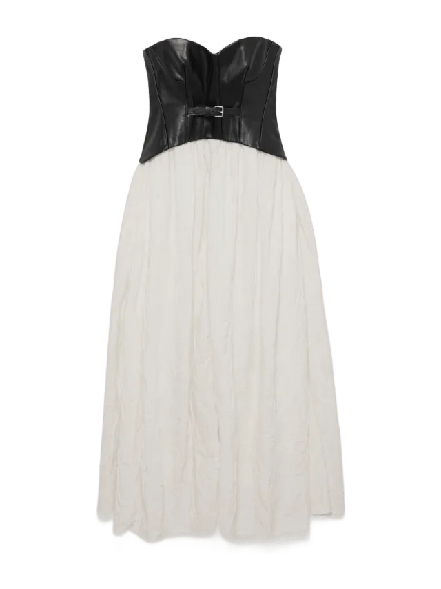 SIMKHAI Cortland Belted Bustier Midi Dress