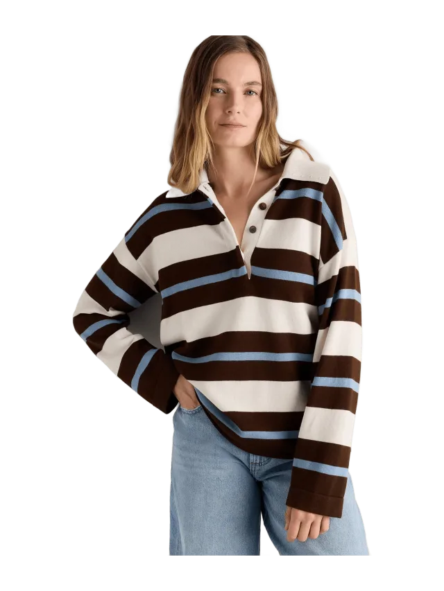 Quince Cotton Cashmere Rugby Polo Sweater