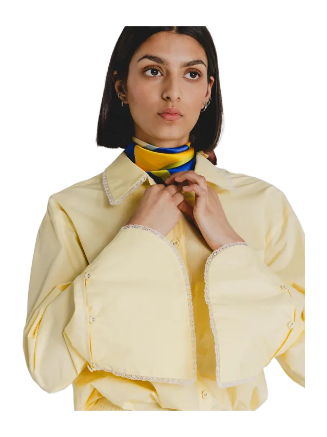 Alas Silk Cotton Poplin Oversized Shirt in Butter Yellow