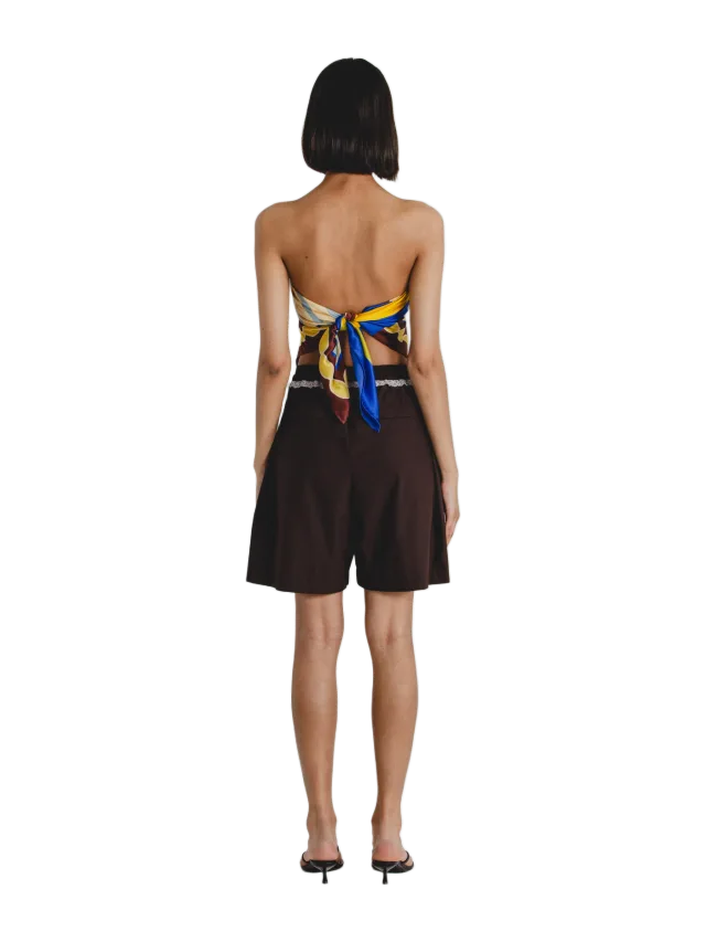 Alas Silk Cotton Poplin Shorts in Chocolate Brown