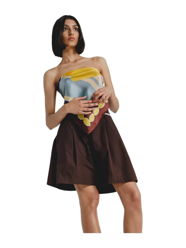Alas Silk Cotton Poplin Shorts in Chocolate Brown