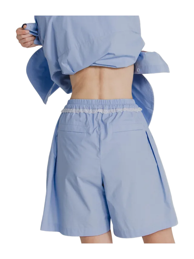 Alas Silk Cotton Poplin Shorts in Sky Blue