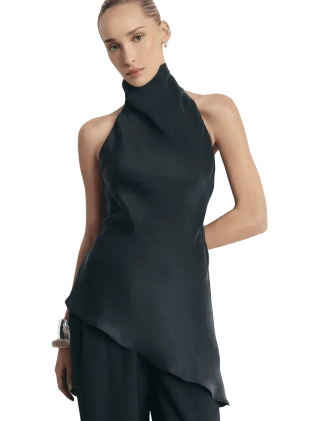 Because of Alice Cowl Neck Asymmetric Top