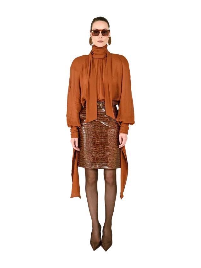 Rowen Rose Croco Pencil Skirt