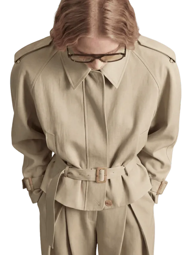 Simonett Cropped Belted Trench Jacket