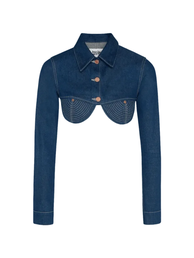 Jean Paul Gaultier Cropped Denim Jacket Indigo