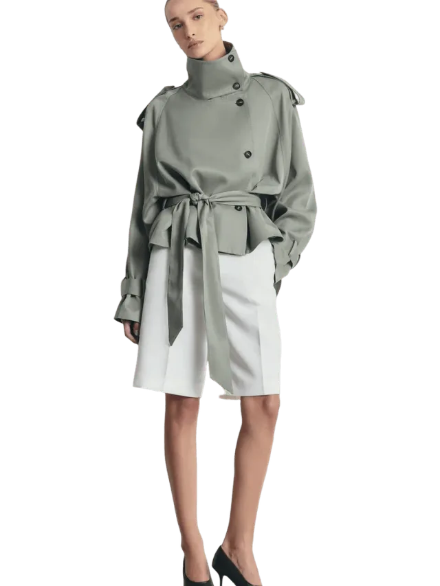Because of Alice Cropped Funnel Neck Trench