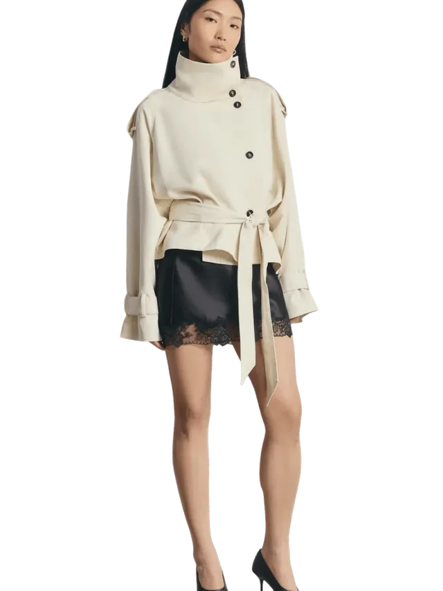 Because of Alice Cropped Funnel Neck Trench