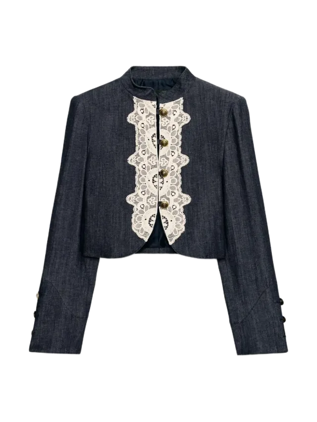 Zara CROPPED LACE-TRIM JACKET