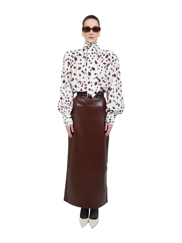 Dalmatian Blouse with Bow Neck