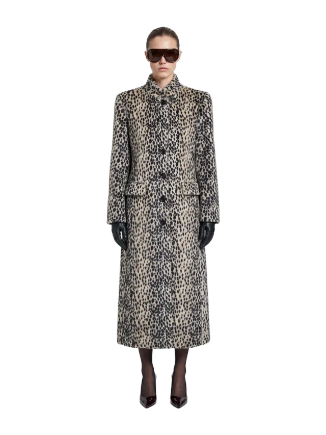 DE SAVARY Dalmatian Faux Pony Hair Trench Coat