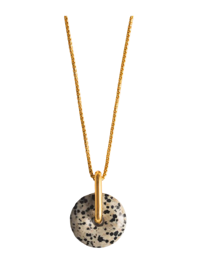 Mademoiselle Jules Dalmatian Jasper Box Chain Necklace