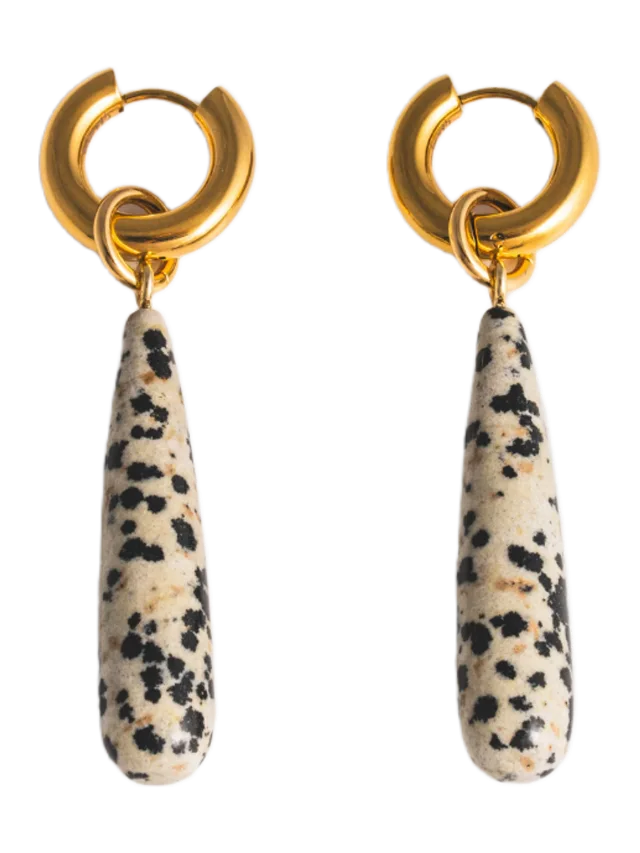 Mademoiselle Jules Dalmatian Jasper Teardrop Earrings