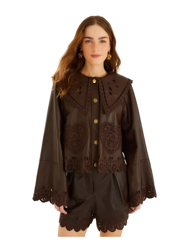 Farm Rio Hearts Richelieu Leather Jacket