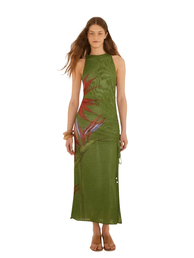 Dark Green Strelitzia Maxi Dress
