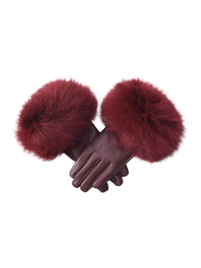Susanna Chow Dawson Shearling Trim Leather Gloves