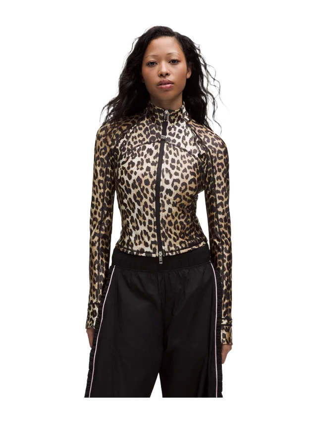 GANNI Define Ruffle-Trim Jacket in Leopard
