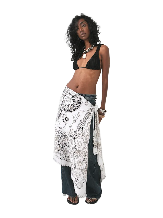 Concept A Label Demi Draped Vintage Lace Tie Skirt