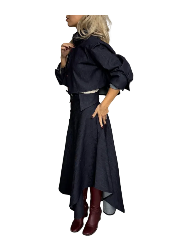 Aaizél DENIM DECONSTRUCTED HANDKERCHIEF HEM SKIRT