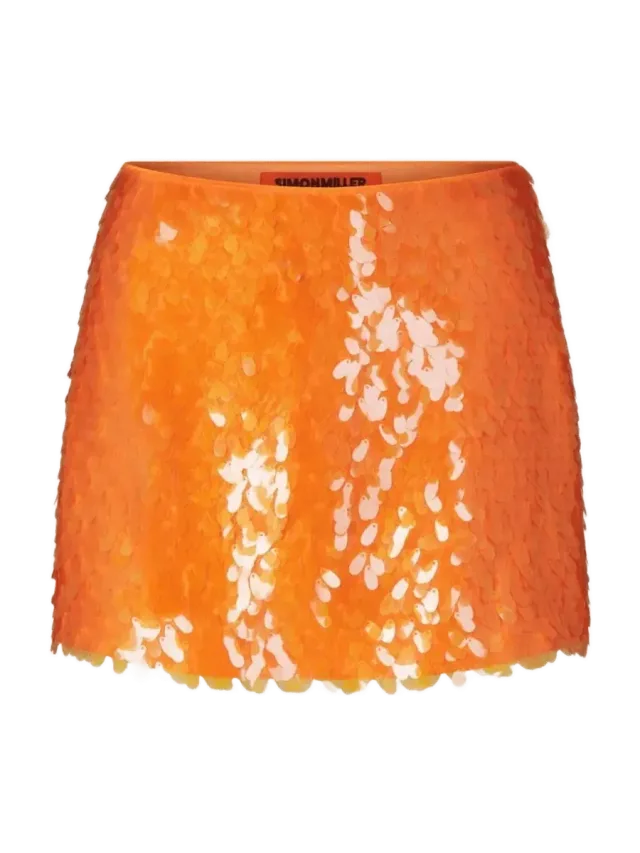 Simon Miller Dizzy Sequin Skirt in Tangerine Orange