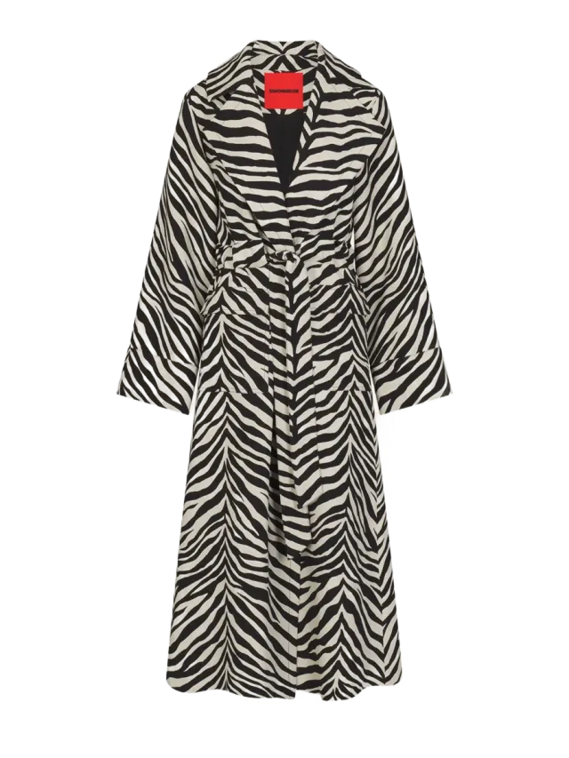 Simon Miller Djinn Crepe Robe Coat In Zebra Print