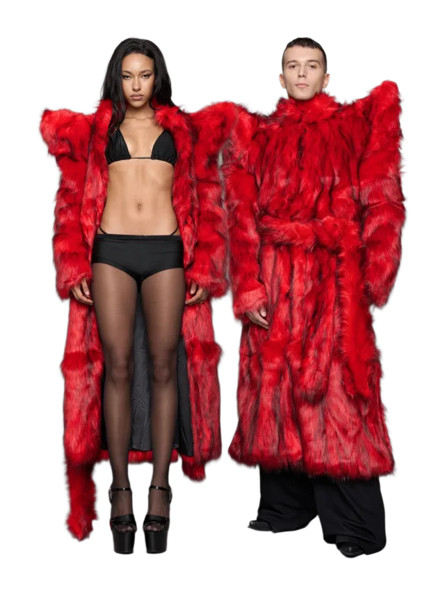 Namilia Doomsday Faux Fur Coat Red