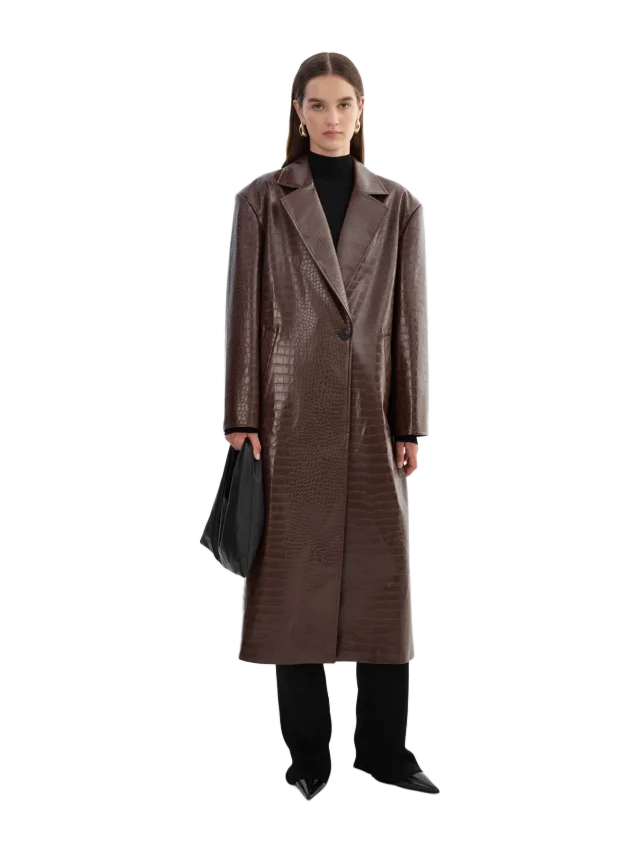 Lamarque Ebba Faux Leather Croco Coat