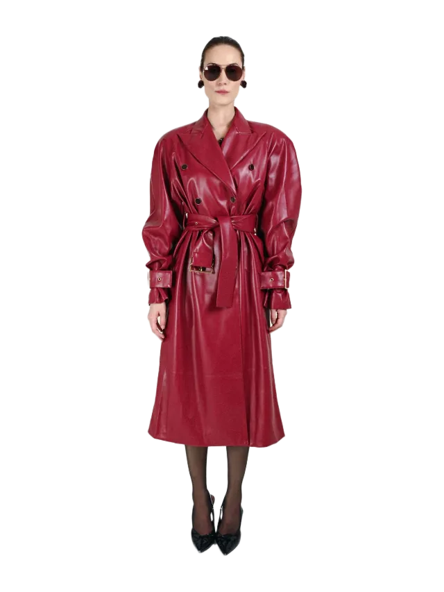 Rowen Rose Eco-Leather Signature Trenchcoat