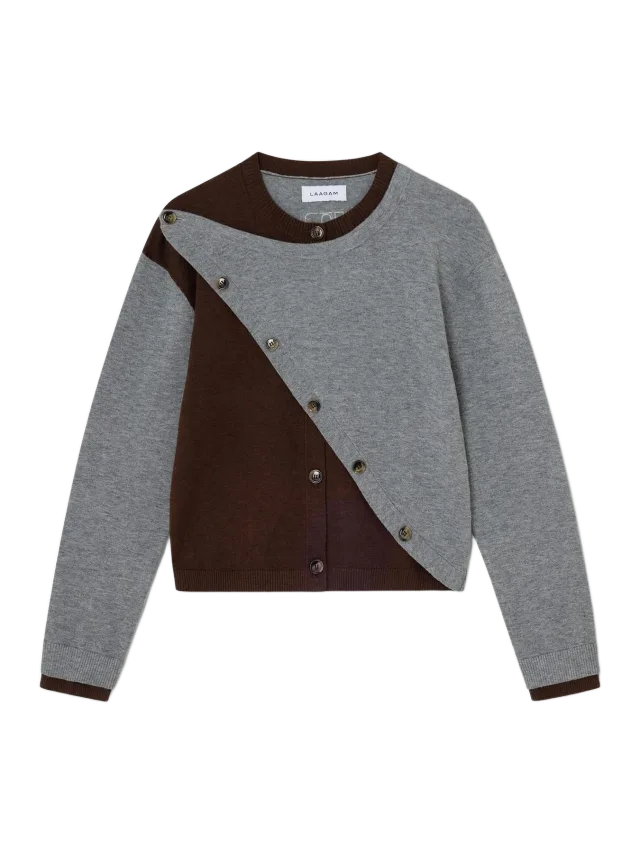 Laagam EGLA GREY ASYMMETRIC CARDIGAN