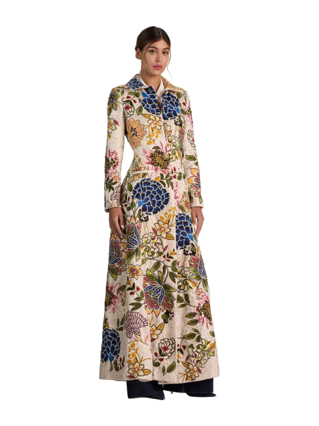 ALICE + OLIVIA (Migration) ELEANOR EMBELLISHED MAXI COAT - FALLEN PETALS