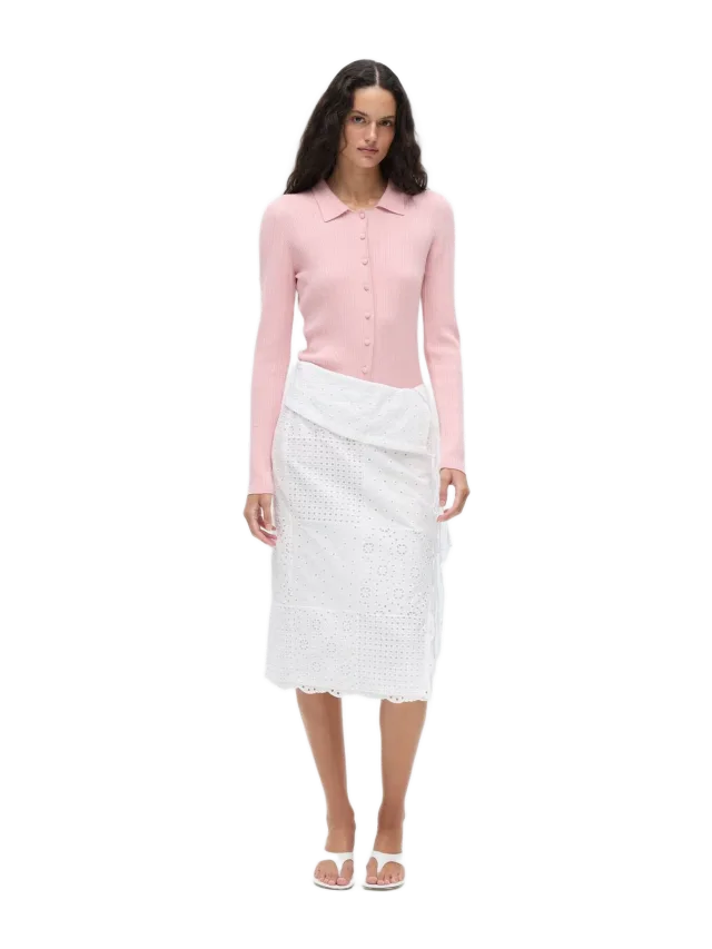 Anim Elise Embroidered Cotton Midi Skirt