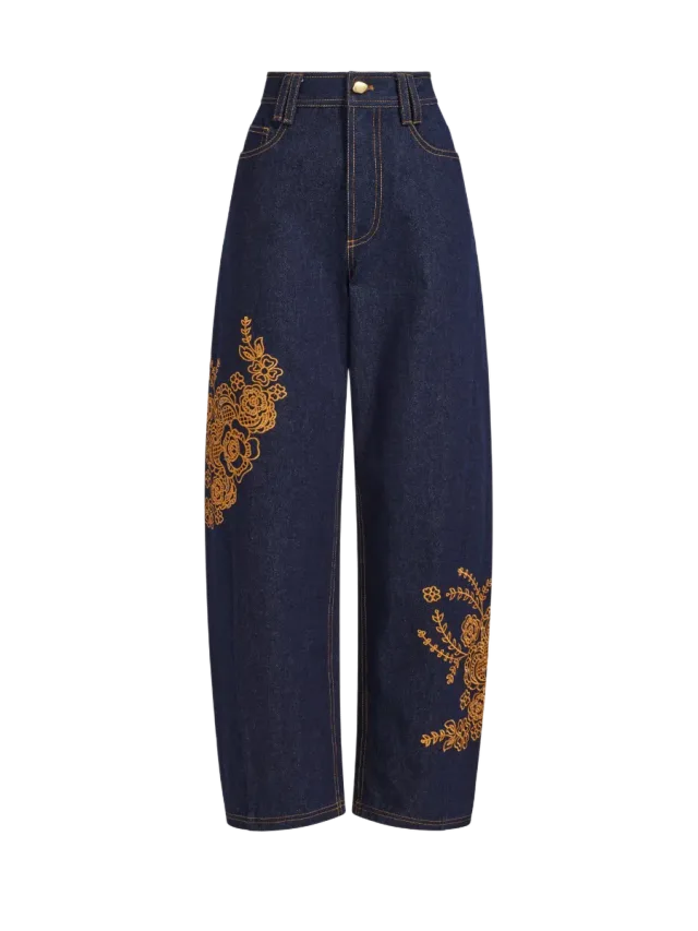 Aje Elora Embroidered Denim Jeans
