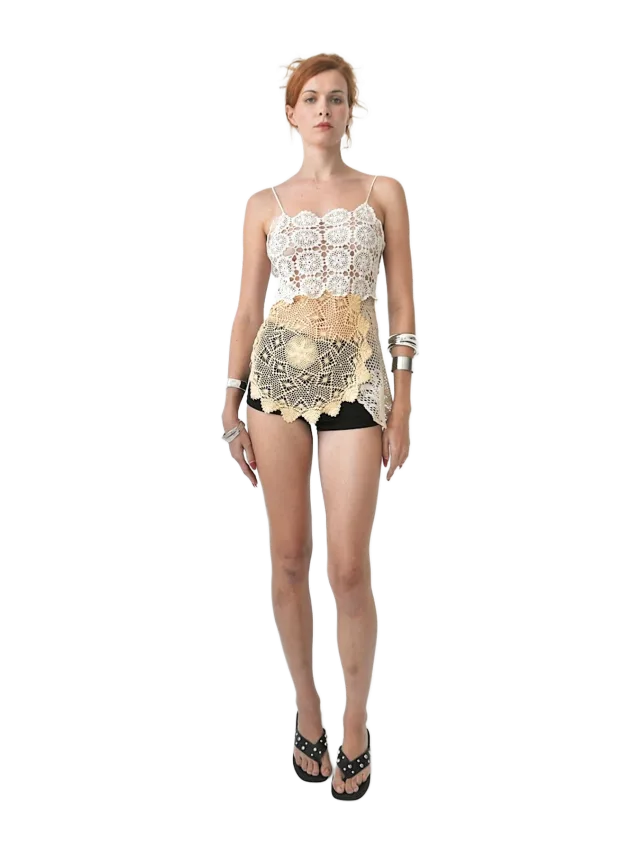 Concept A Label Emilio Crochet Lace Longline Cami Top